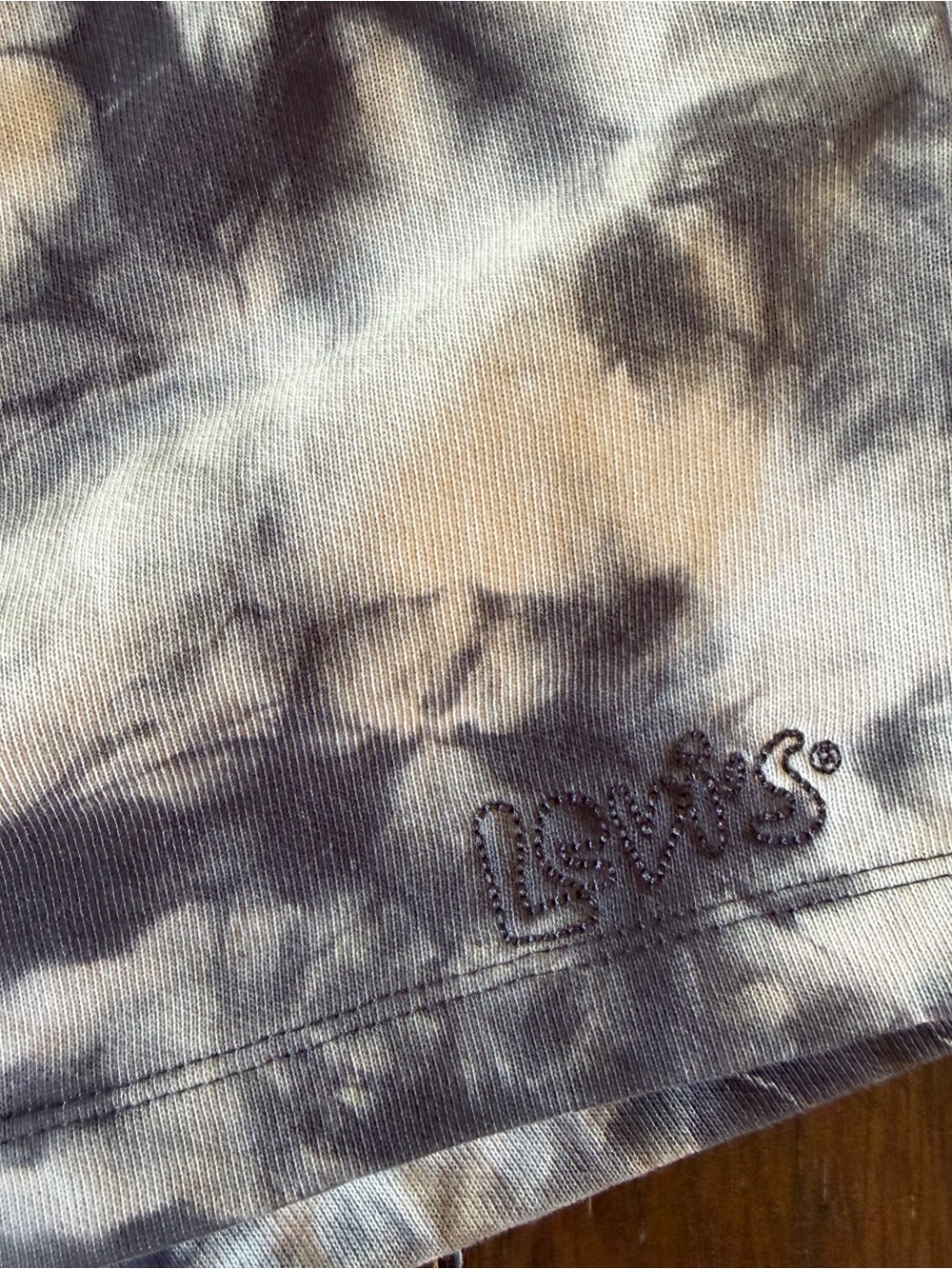 Levi’s Tie Dye High Rise Sweat Shorts Black Gray Pull On Size L - Picture 3 of 6
